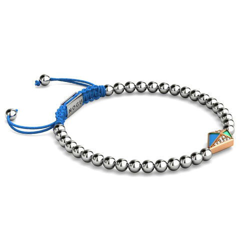 Cerf-volant | Or rose 18 carats et argent et bleu | Émail | Bracelet Charmballa en Cristal de Macramé